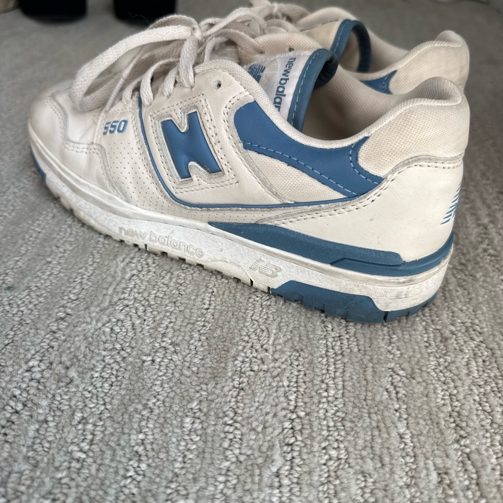 New Balance Cream and Blue Athletic Shoes